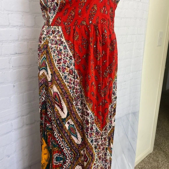Vintage Y2K Angie Boho Paisley V Neck Maxi Dress Small - Picture 4 of 15